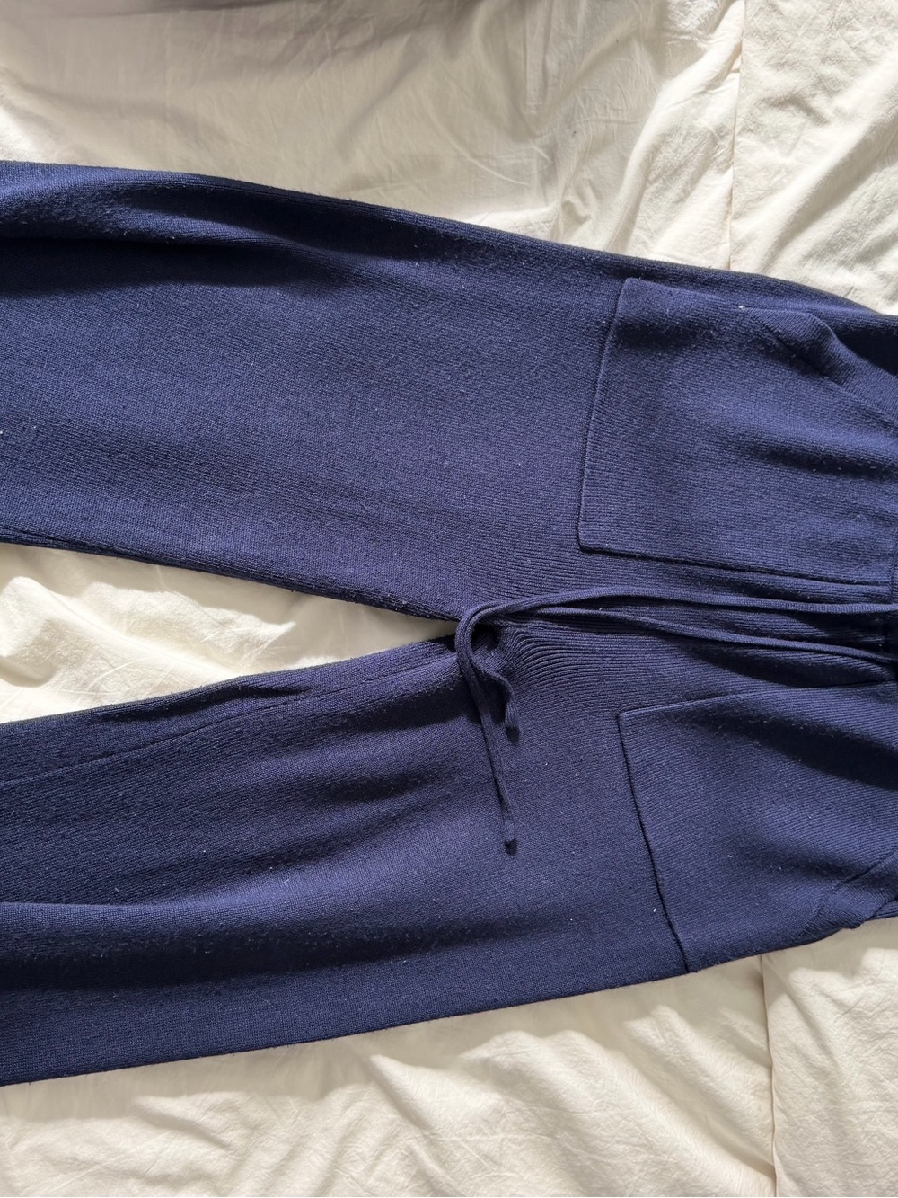 Navy Knit Zip Hoodie & Wide-Leg Pants Set